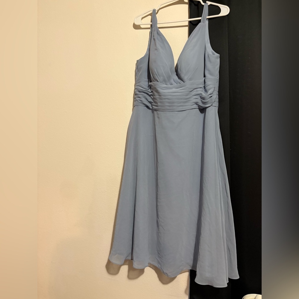 Azazie Gray Ruched A-Line Dress for Wedding Guest